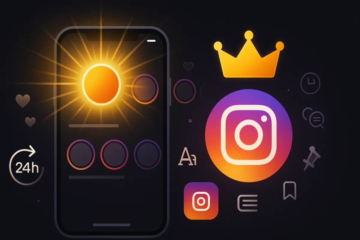 إنستغرام بلس اشتراك 3.99 دولار/شهرياً أُطلق في 4 يونيو 2026 — story spotlight بهالة بريميوم ذهبيّة، قصّة 48 ساعة، إحصائيّات إعادة المشاهدة، عرض مجهول، تصميم تحريريّ داكن بتدرّج إنستغرام ولمسات ذهبيّة بريميوم